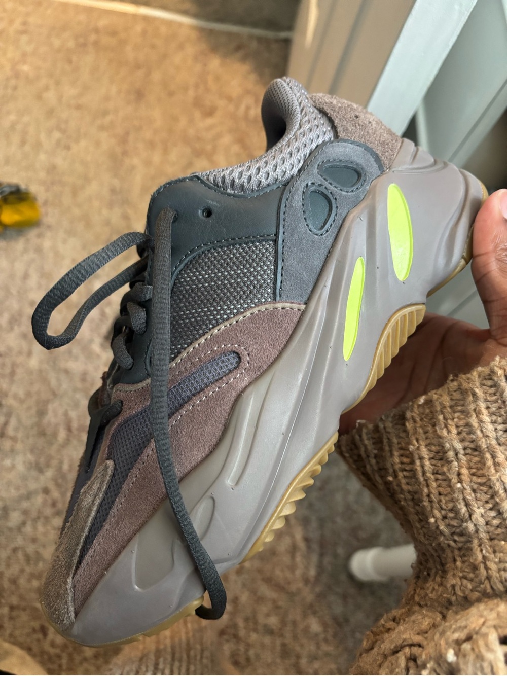 Yeezy Boost 700 in Gray, Brown and Neon Yellow Accent